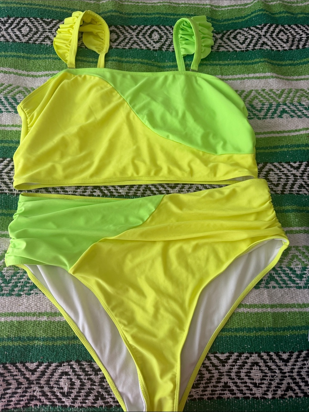 Source Unknown Neon Yellow & Lime Two-Piece Bikini